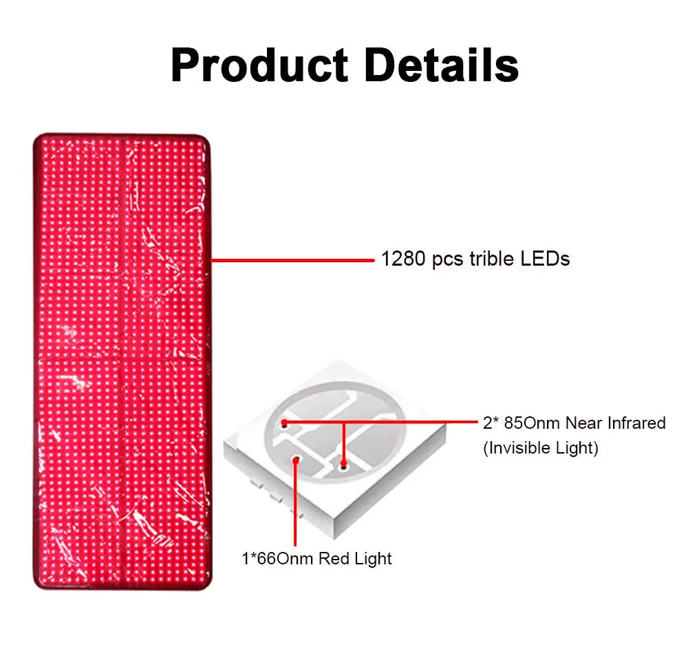 Luxury Full Body Infrared LED Light Therapy Mat Extra Large Red Light Pad 660nm 850nm.