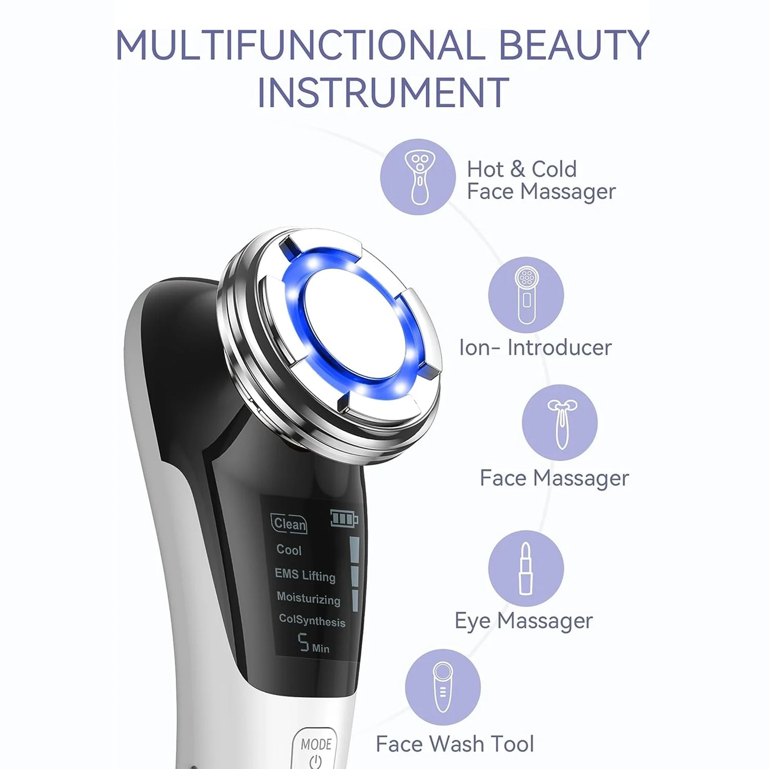 EMS Facial Massager Microcurrent Face Lifting Massage Hot Cold Compress Deep Cleansing Facial Care Beauty Device