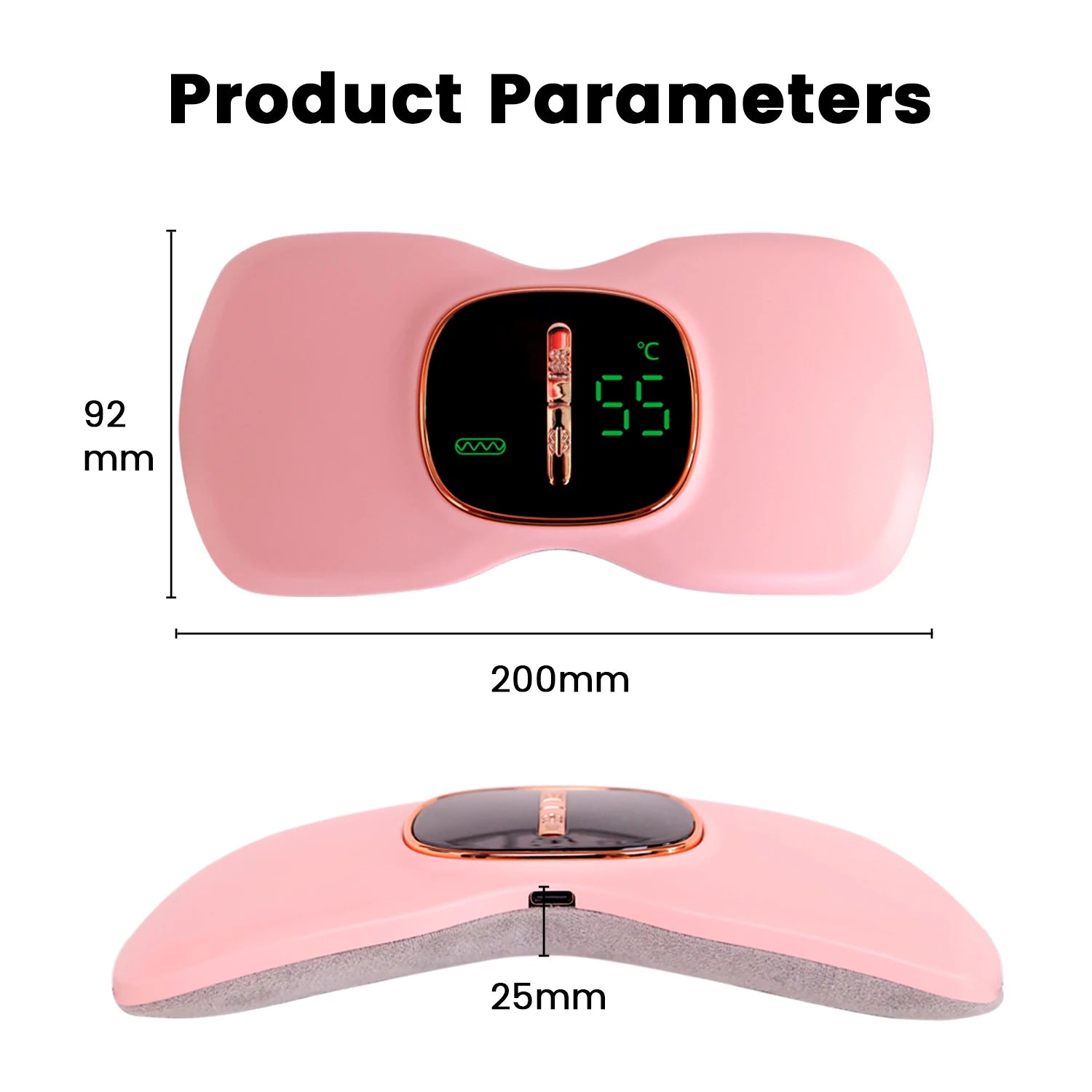 Portable Cordless Menstrual Heating Pad with Digital Display for Period Pain Relief