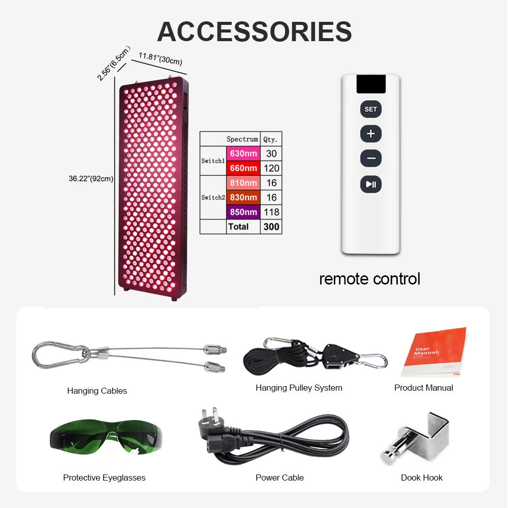 High Efficiency 5 Wavelength Red Light Therapy Lamp Panel Infrared LED Device