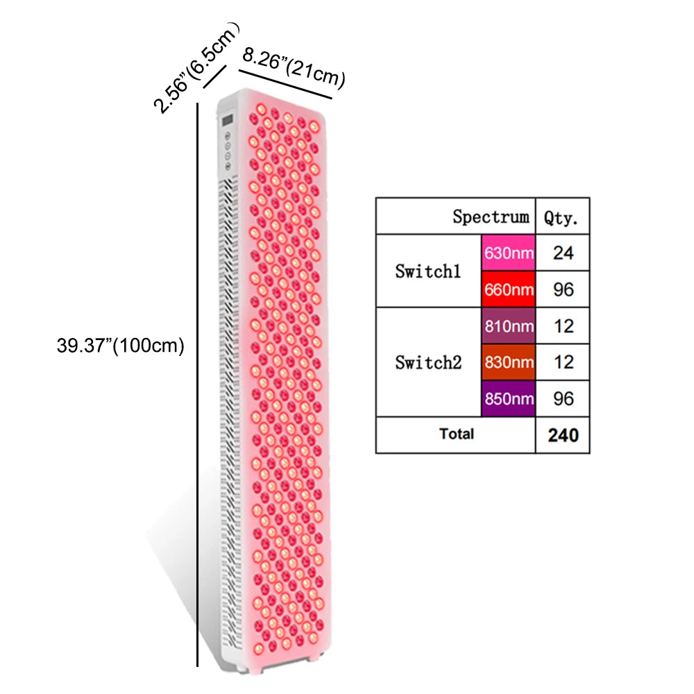 Full Body Red Light Therapy Panel with Stand for Beauty, Anti-Aging, and Wrinkle Reduction.