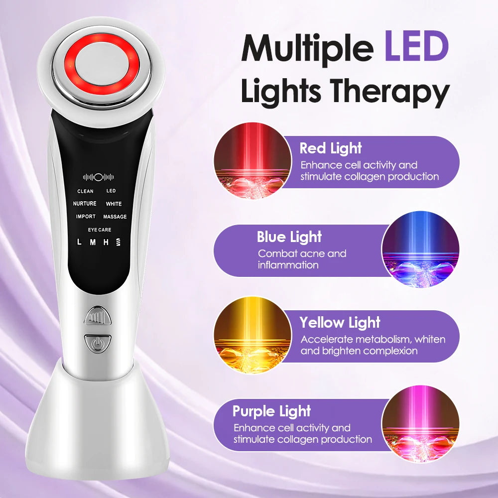 7 in 1 Face Lifting Device EMS Microcurrent Skin Rejuvenation LED Facial Neck Firming Massager Face Beauty Care Apparatus