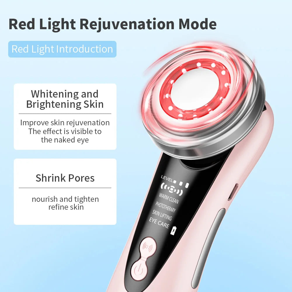EMS Facial Massager Face Beauty Instrument with Induced Vibration and Hot Compress Face Skin Care Tool LED Light Therapy