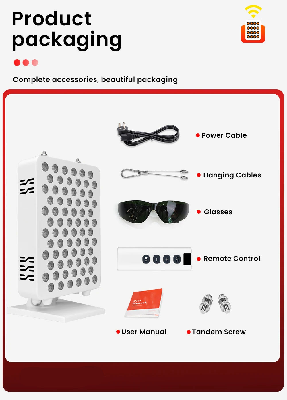 9-Wavelength 1060nm Near Infrared LED Red Light Therapy Panel