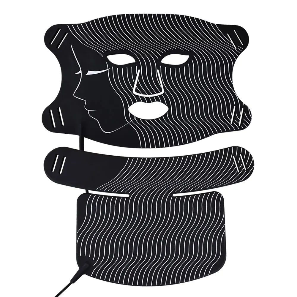 7-Color LED Facial Therapy Mask with Neck Attachment 470nm, 520nm, 630nm Light Wavelengths