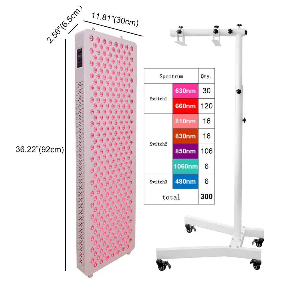 1500W Red & Blue Infrared Light Therapy Panel with Stand
