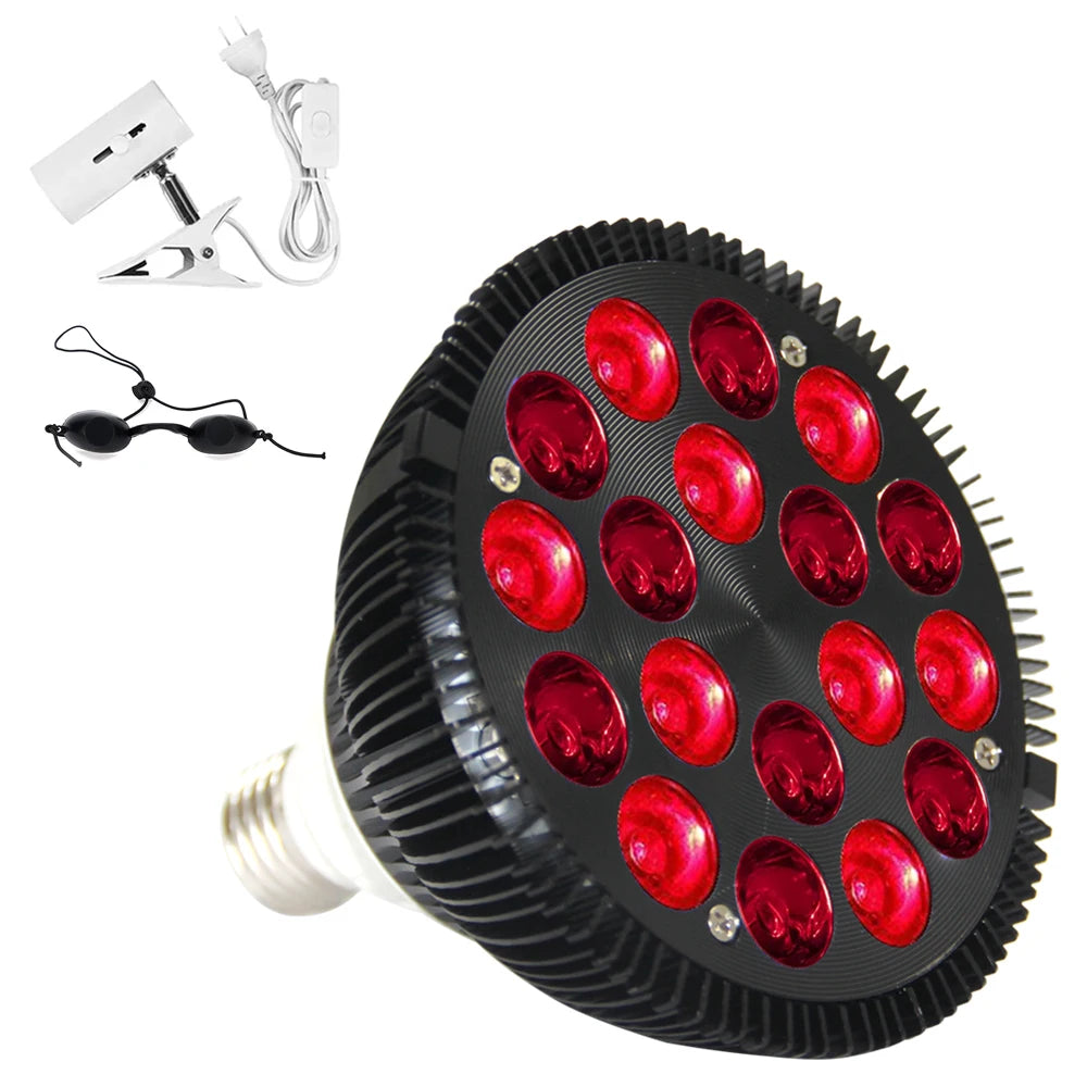 Red Light LED Therapy Lamp with 660nm, 850nm Near Infrared Bulb