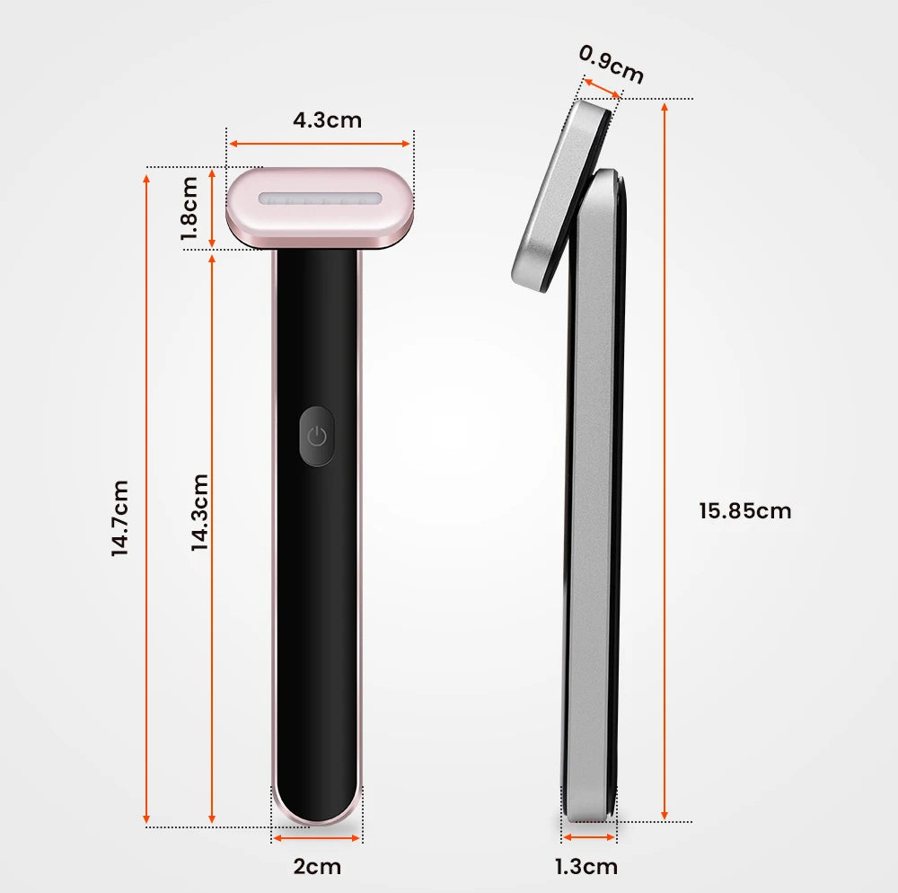 Eye Massager Stick Microcurrent Red Light Therapy Hot Compress Rotating Wand for Skin Tightening and Facial Lifting