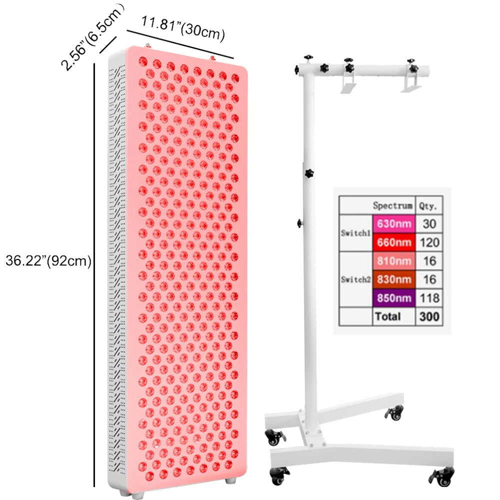Professional Series : 5 Wavelength Red Light Therapy Panel with Remote for Home & Clinic Use.