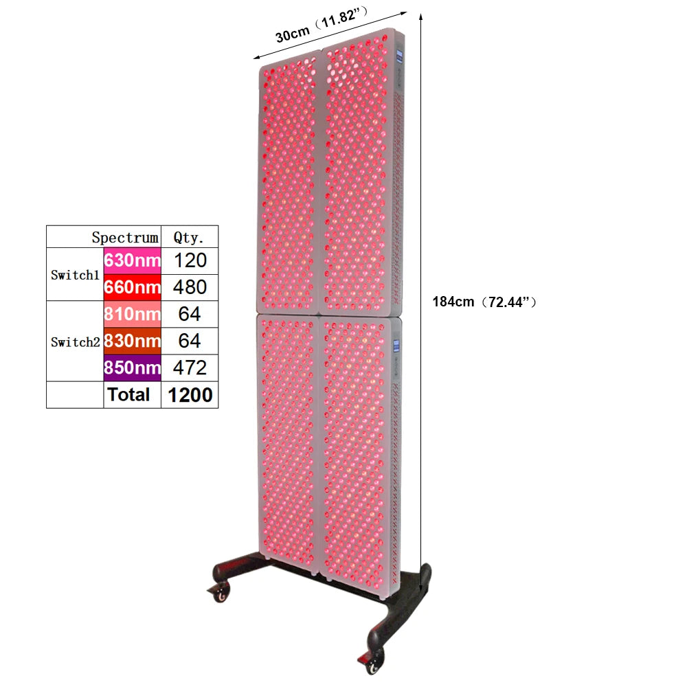 Near Infrared Red Light Therapy 4 Panels with Stand : 630nm 660nm 810nm 830nm 850nm for Home Use