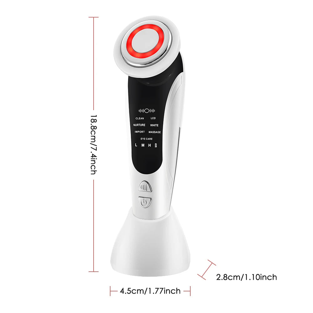 EMS Facial Massager Face Beauty Instrument with Induced Vibration and Hot Compress Face Skin Care Tool LED Light Therapy
