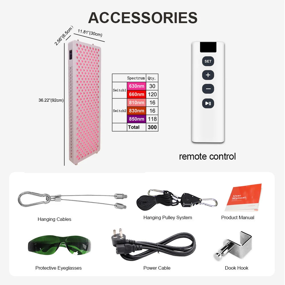 High Efficiency 5 Wavelength Red Light Therapy Lamp Panel Infrared LED Device